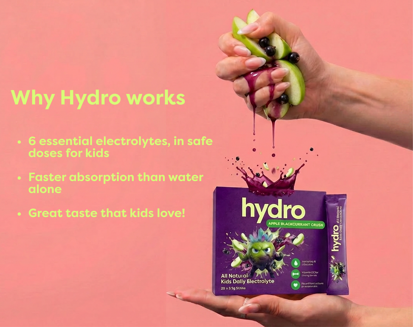 Hydro Kids Electrolytes - Apple Blackcurrant Crush (20 Sachets)
